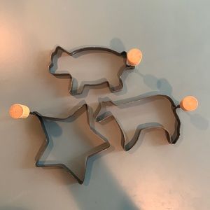 Three (3) Metal Wood Handle Pancake Egg Rings